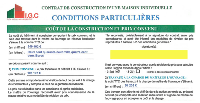 Que contient le CCMI (Contrat de Construction de Maison Individuelle) ?