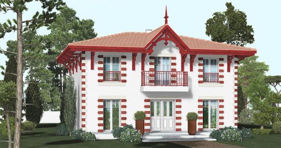 Maison-classique-Bastide-Arcachonnaise-tout-rouge