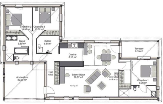 Plan-Maison-moderne-en-L-Aloes-3chambres-113m2