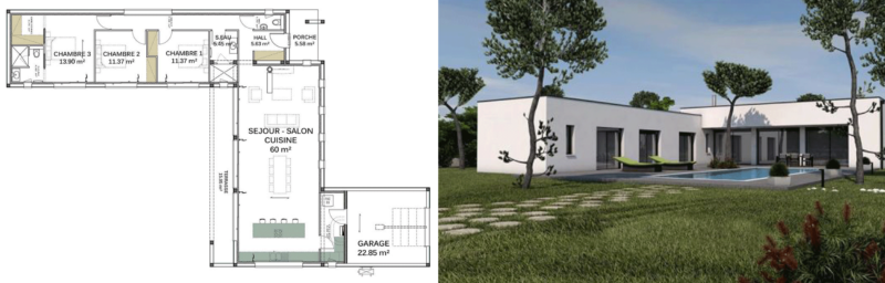 maison moderne -plan-aleria