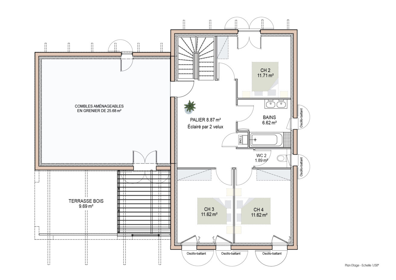 plan maison basque 170 avec 4 chambre etage