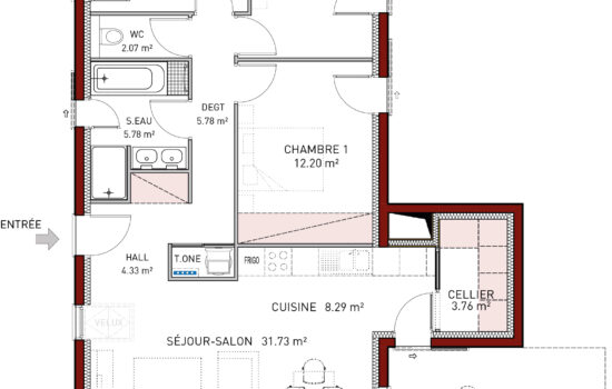 plan maison regionale avec 3 chambres