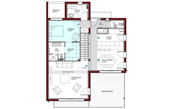 plan-maison-urban-rez de chaussée